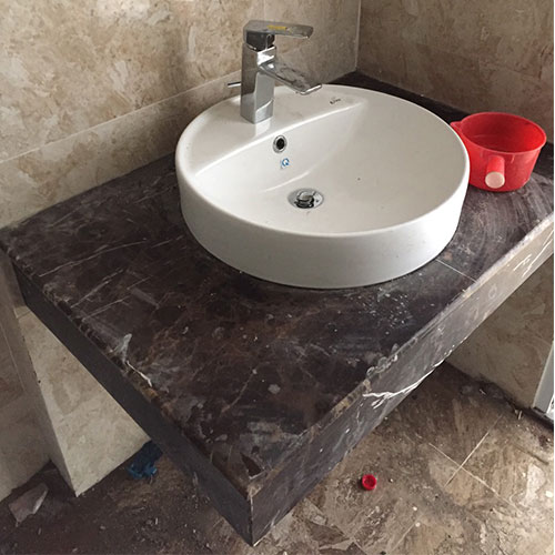 Mặt bàn đá chậu rửa lavabo màu trắng HM-7051-1 - Image 4