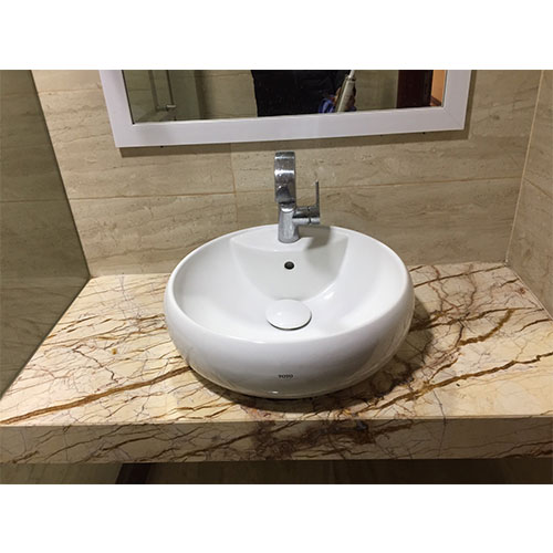 Mặt bàn đá chậu rửa lavabo màu trắng HM-7051-1 - Image 5