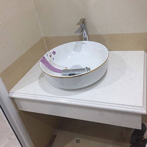 Mặt bàn đá chậu rửa lavabo màu trắng HM-7051-2 - Image 4