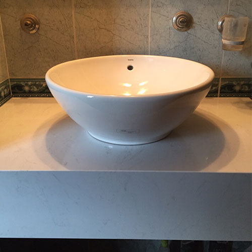 Mặt bàn đá chậu rửa lavabo màu trắng HM-7051-4 - Image 5