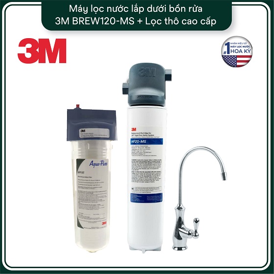 Máy Lọc Nước Lắp Dưới Bồn Rửa 3M BREW120-MS Kèm Lọc Thô Cao Cấp