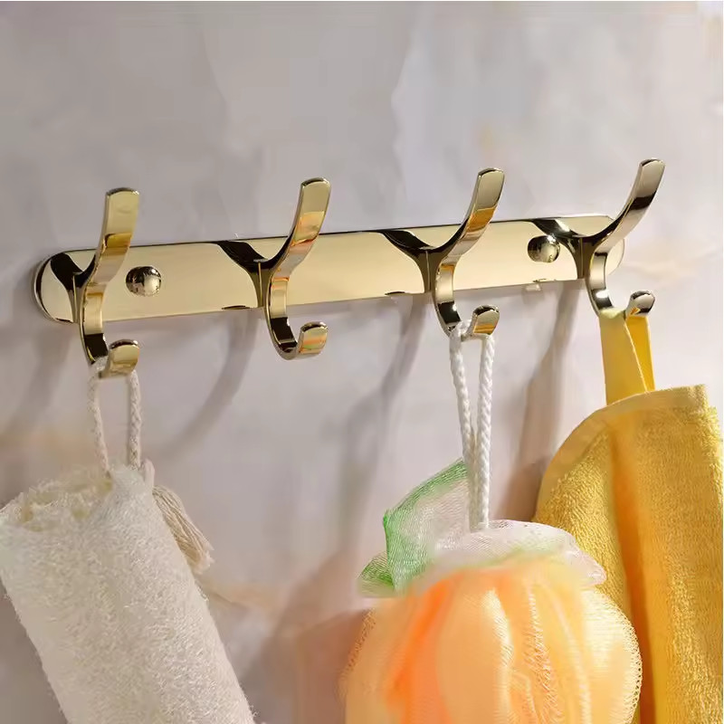 Móc áo treo tường mạ màu vàng 4 móc CLM MA4V