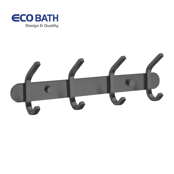 Móc quần áo treo tường màu đen mờ EcoBath EC2038-4MB