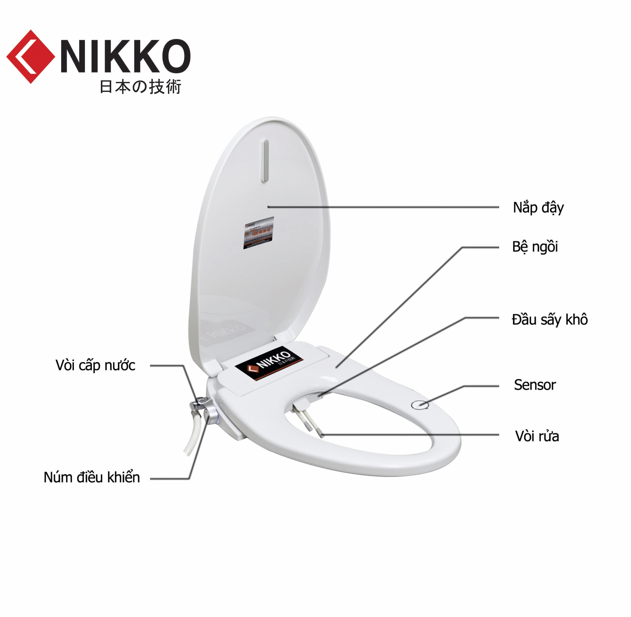 Nắp rửa điện tử thông minh cho bồn cầu Nikko P69062
