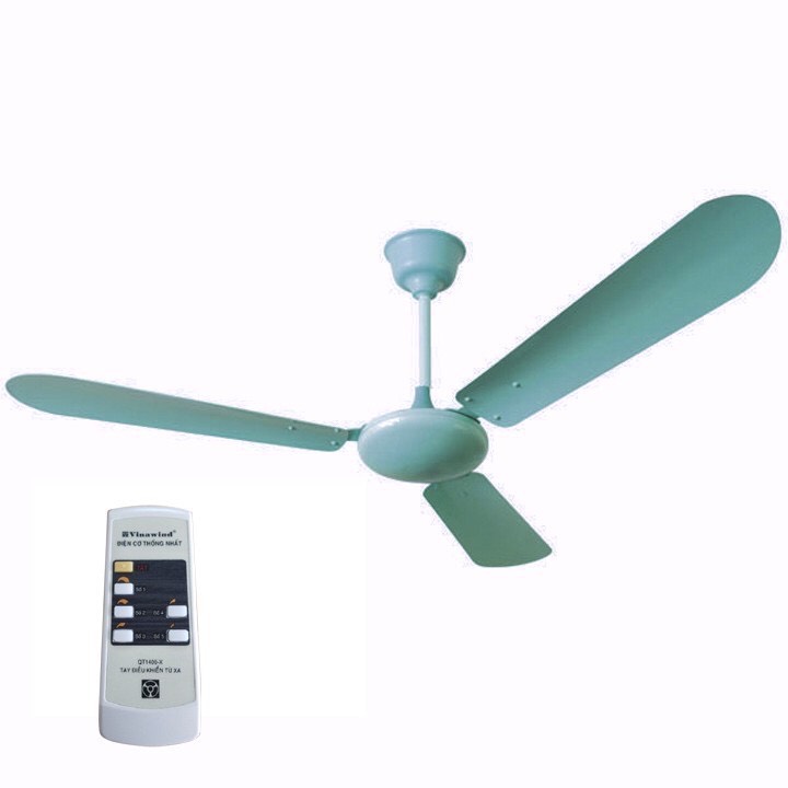 Quạt trần 3 cánh điều khiển từ xa cánh nhôm màu xanh điện cơ thống nhất QT-1400X