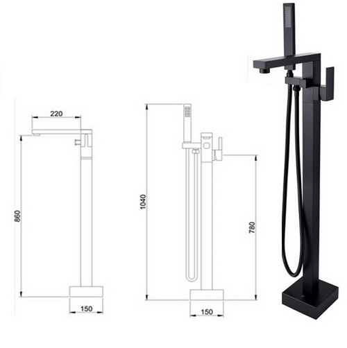 Sen cây đặt sàn cho bồn tắm màu đen Miken MK-081B - Image 6