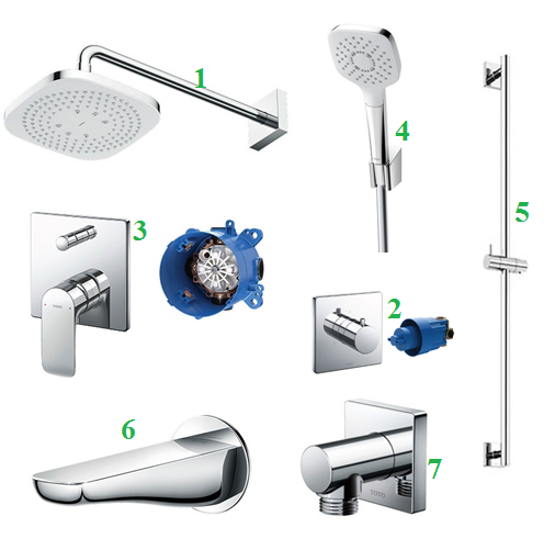 Sen tắm âm tường 3 đường nước TOTO TBG02303BA-TBV02104B-TBW08002A-TBW02005A-TBG10001B - Image 4
