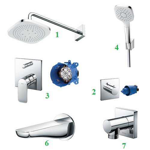 Sen tắm âm tường 3 đường nước TOTO TBV02402B-TBV02105B-TBW01003A-TBW02017A-TBG07001B - Image 4