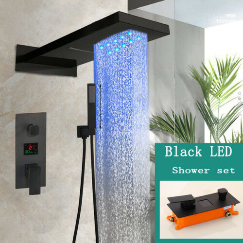 Sen tắm âm tường màu đen có đèn led hiển thị nhiệt độ Miken 50102-20 (Bát trần 500x220mm)
