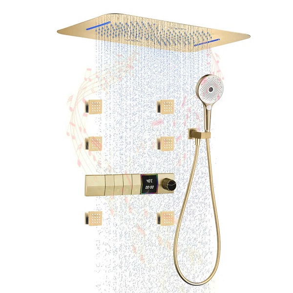 Sen tắm âm tường màu đen có đèn led hiển thị nhiệt độ Miken 50102-20 (Bát trần 500x220mm) - Image 3