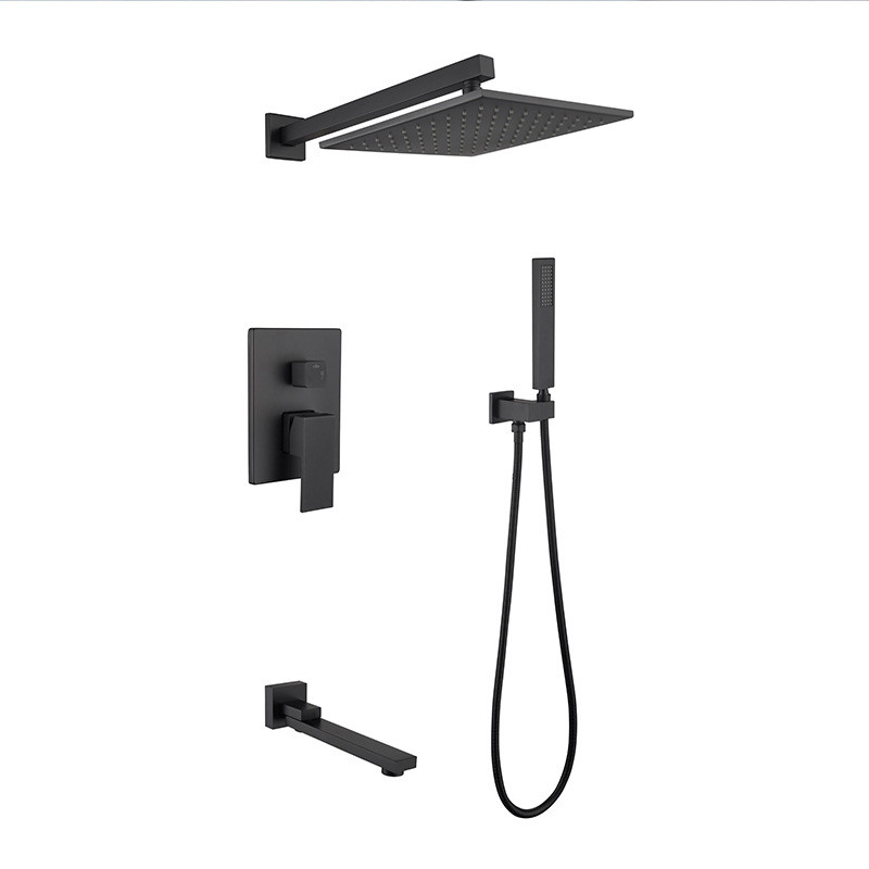 Sen tắm âm tường màu đen có hiển thị nhiệt độ Miken HM-50202-16 (Bát trần 400x400mm) - Image 3