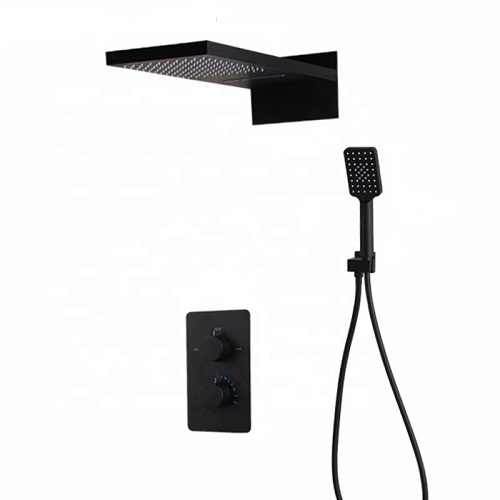 Sen tắm âm tường màu đen có hiển thị nhiệt độ Miken HM-50202-16 (Bát trần 400x400mm) - Image 6