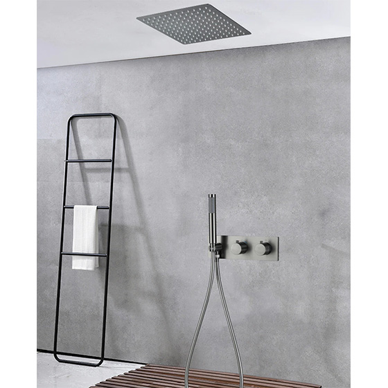 Sen tắm âm tường màu xám ghi Gray bát gắn trần Miken MKS-9739GR (Bát 40x40cm) - Image 5