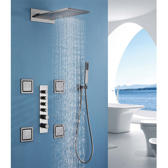 Sen tắm âm tường màu xám ghi Gray bát gắn trần Miken MKS-9739GR (Bát 40x40cm) - Image 6