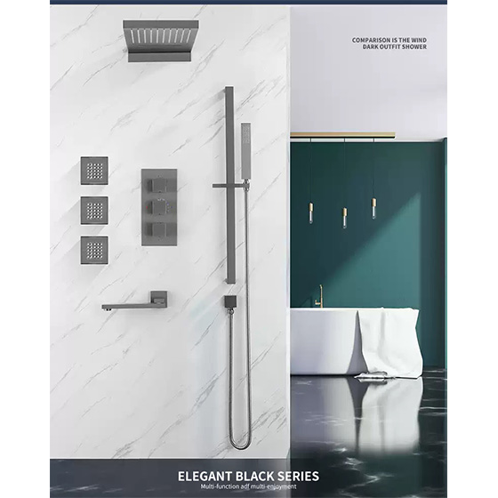 Sen tắm âm tường màu xám ghi Gray bát gắn tường Miken MKS-9738GR (Bát 40x40cm) - Image 4