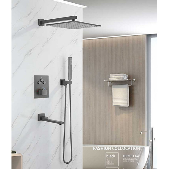 Sen tắm âm tường nhiệt độ bát trần màu xám ghi Gray Miken MKAT- 7766GR (Bát 30x30cm) - Image 4
