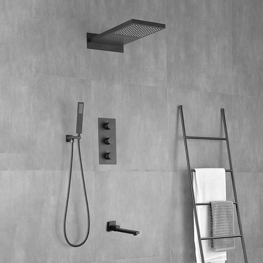 Sen tắm âm tường nhiệt độ bát tường màu xám ghi Gray Miken MKAT- 7765GR (Bát 30x30cm) - Image 5