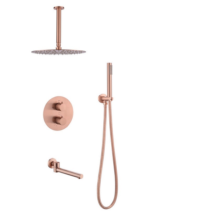 Sen tắm âm tường nóng lạnh màu hồng vàng Rose Gold Miken BUF-KL-964 (Bát 30x30cm)