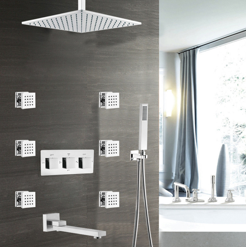 Sen tắm nhiệt độ âm tường masage màu đen Miken MBB550A ( Bát đỉnh 550x550mm) *Đặt hàng 10-15 ngày - Image 5