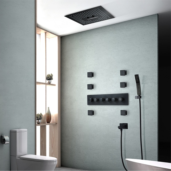 Sen tắm nhiệt độ âm tường màu đen bát Led HI05078B (Bát trần 32x32cm - Đặt hàng 10-15 ngày) - Image 3