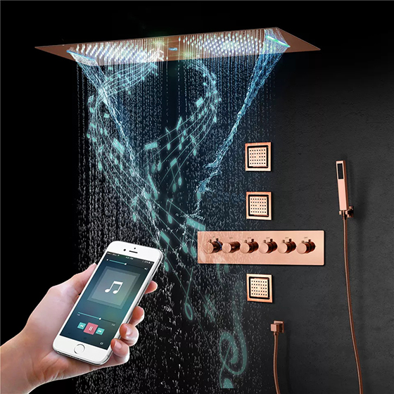 Sen tắm nhiệt độ âm tường màu vàng hồng rose Gold Miken HI1530405 (Bát 700x380 hoặc 300x900mm)