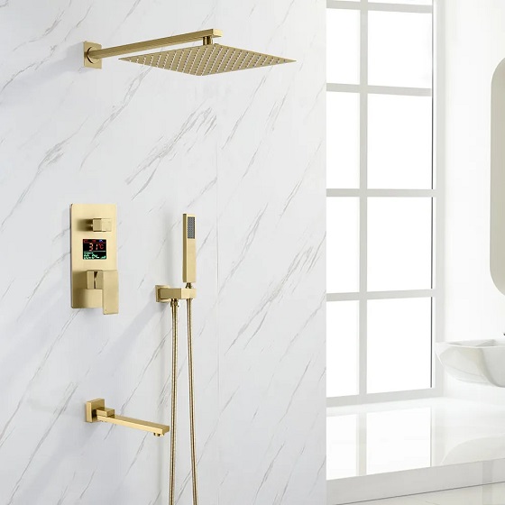 Sen tắm nhiệt độ âm tường màu vàng hồng rose Gold Miken MB530Li (Bát 300x900mm) - Image 5