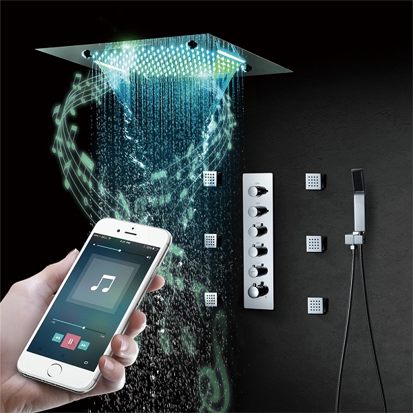 Sen tắm nhiệt độ âm tường Miken HI05082W (Bát 50x50cm - Iphone điều khiển nhạc)
