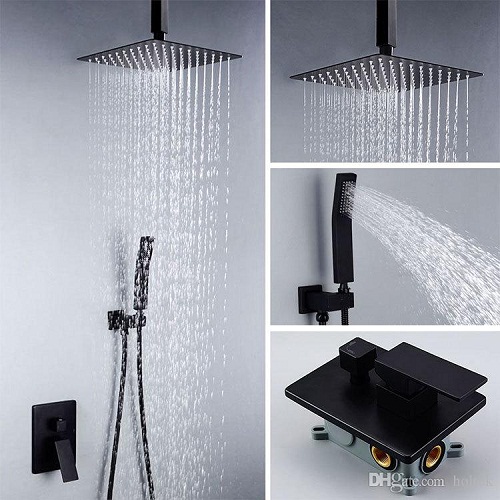 Sen tắm nóng lạnh âm tường màu đen bát Led HI05046F (Bát trần 58x38cm-Đặt hàng 10-15 ngày) - Image 3