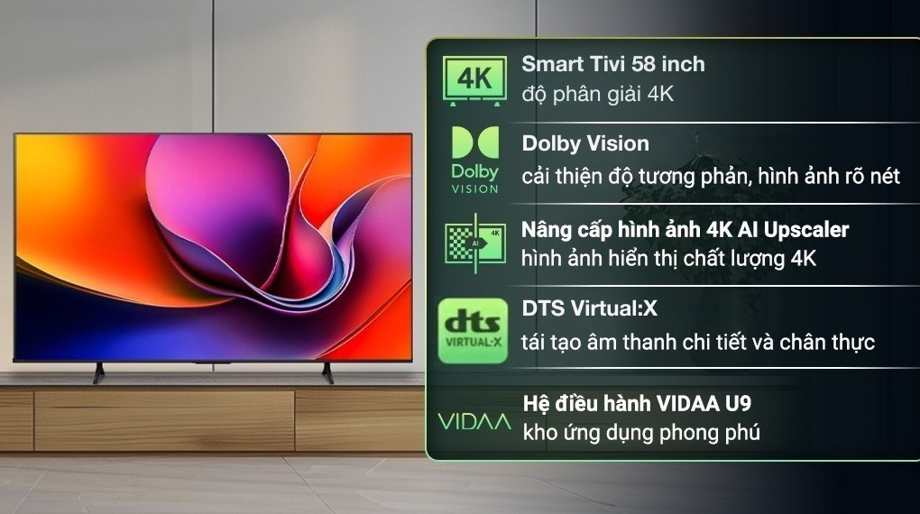 Smart Tivi Hisense 4K 58 inch 58A6Q