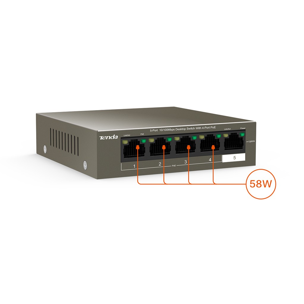 Switch Poe Tenda TEF1105P-4-63W 5-Port 10/100Mbps PoE - Image 2