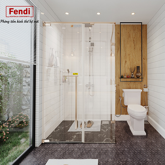 Vách kính tắm khung mạ vàng theo yêu cầu Fendi FKP-4X2G (1200x1900 mm) - Image 5