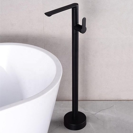 Vòi cao đặt sàn cho bồn tắm chậu chân đứng màu đen Miken MKVB-0991B - Image 4