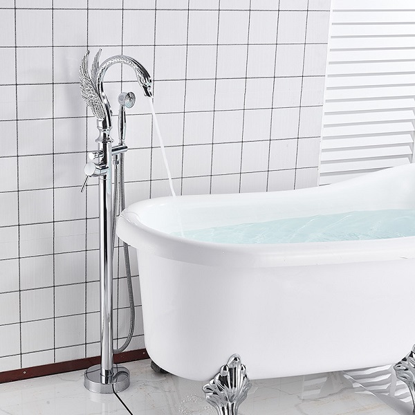 Vòi cao đặt sàn cho bồn tắm chậu chân đứng màu đen Miken MKVB-0991B - Image 5