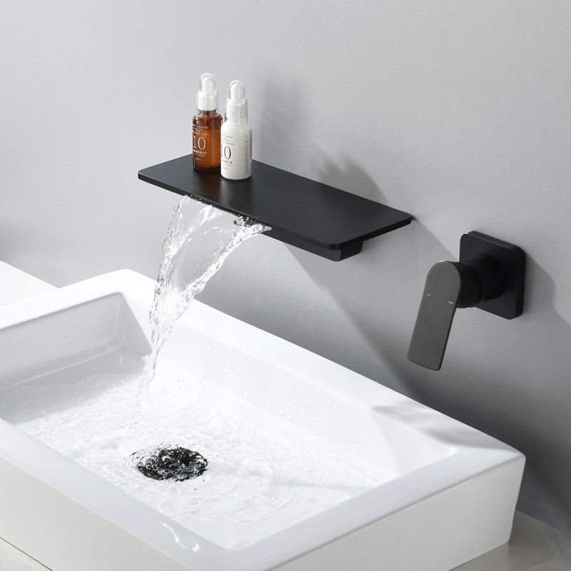 Vòi chậu lavabo âm tường màu đen Miken MKV-600002B - Image 3