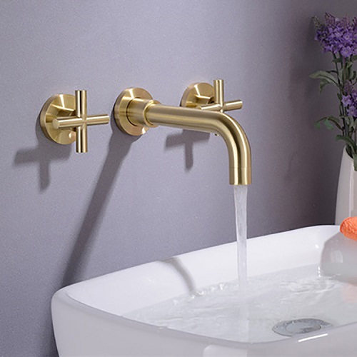 Vòi chậu lavabo âm tường màu vàng Miken MKV-600006GB - Image 5