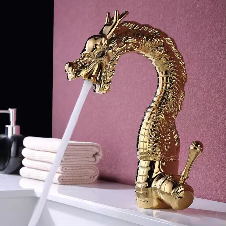 Vòi chậu lavabo âm tường màu vàng Miken MKV-600024GB - Image 5