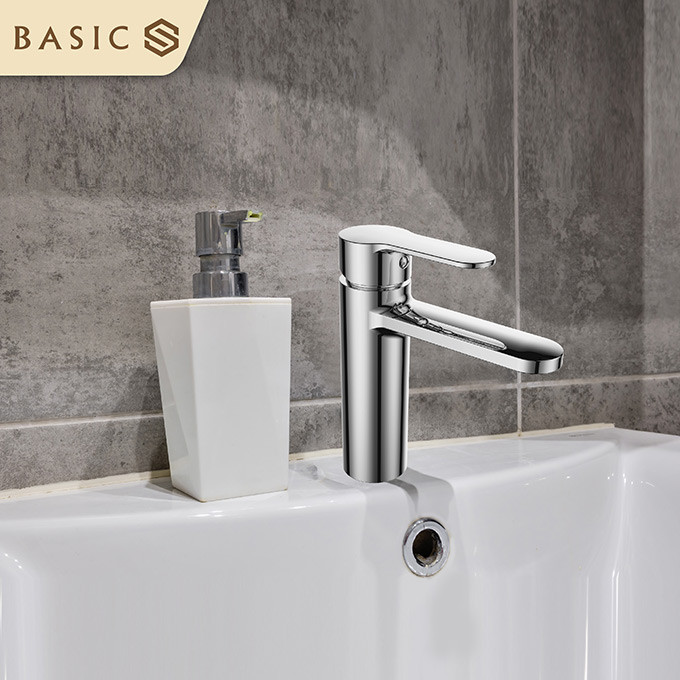 Vòi chậu lavabo âm tường nóng lạnh màu đen Basic BW-46017B - Image 4