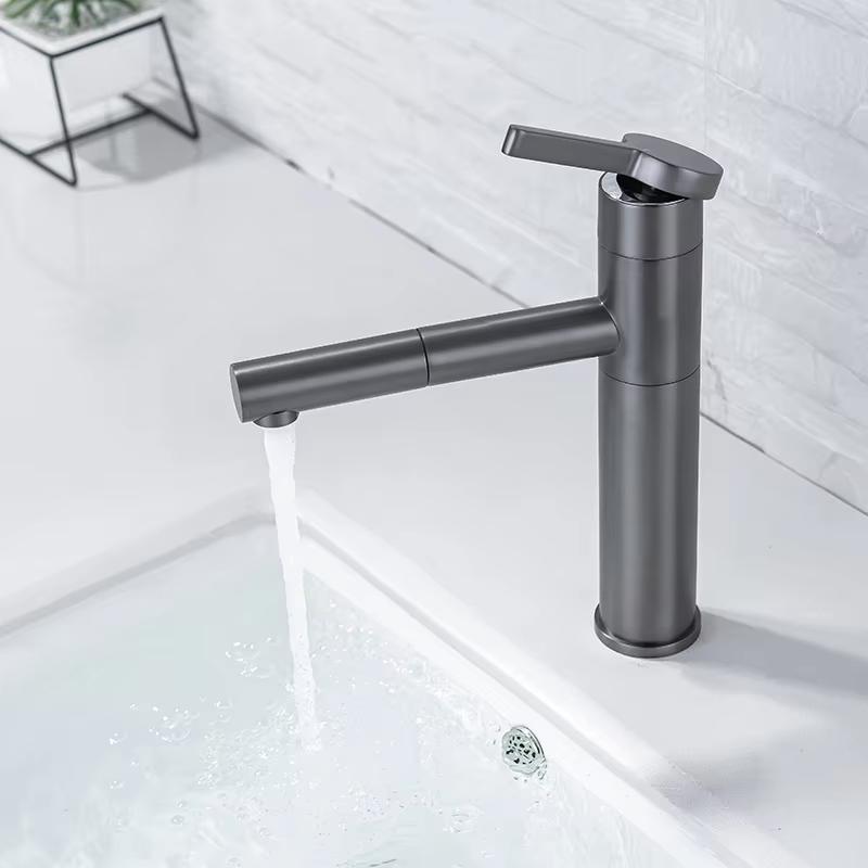 Vòi chậu lavabo mạ các màu Hồng vàng-Ghi xám-Trắng sứ-Vàng-Đen Miken MK-0911 - Image 6