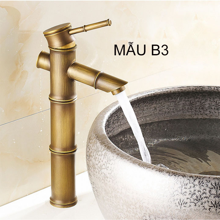Vòi chậu lavabo mạ đồng tre trúc MK-2038GM (30cm)