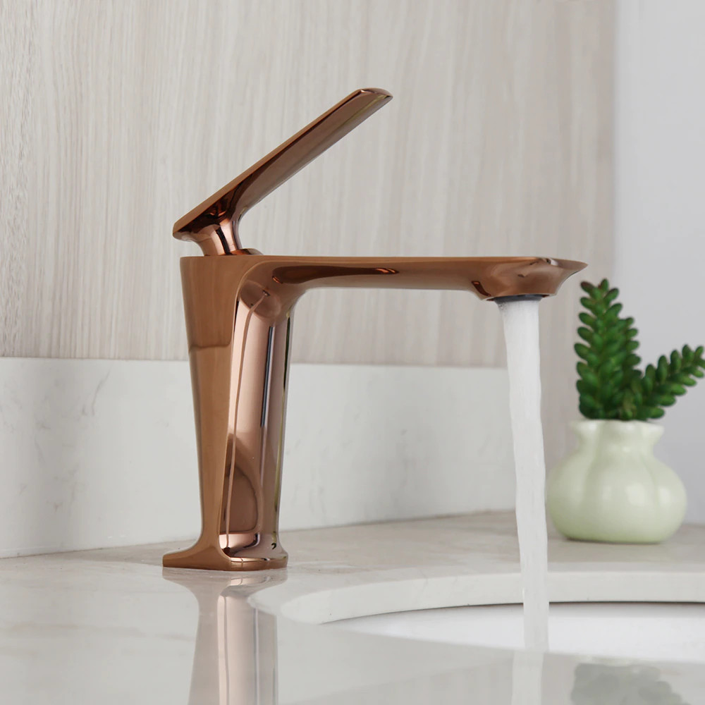 Vòi chậu lavabo mạ màu hồng vàng Rose Gold Miken MK-0912RG - Image 4