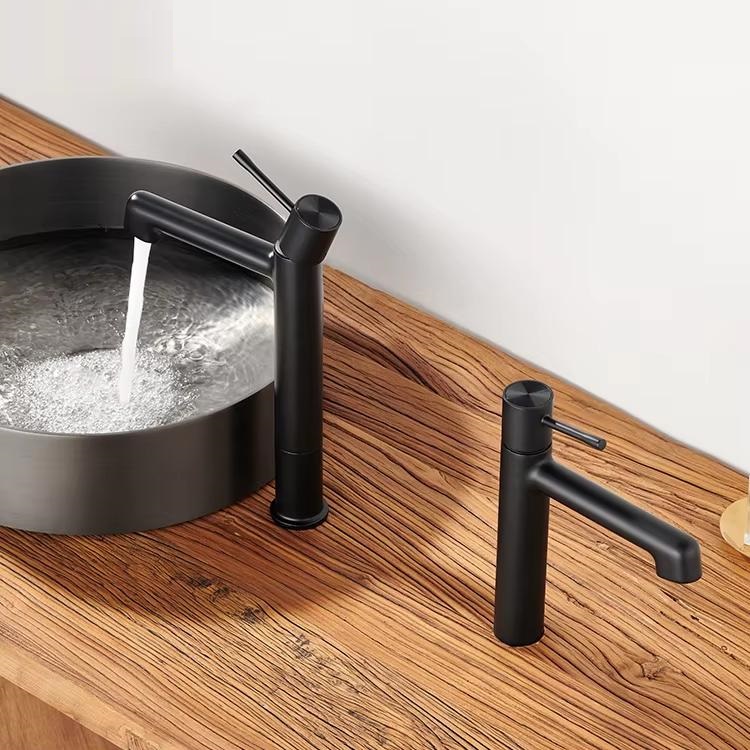 Vòi chậu lavabo nóng lạnh các màu crom, đen, vàng hồng, vàng, ghi xám, trắng Miken MK-0914 - Image 6