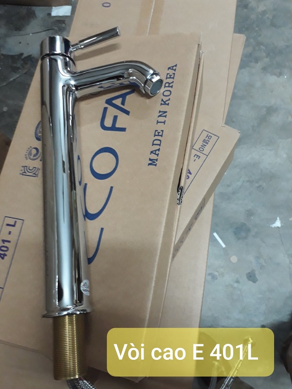 Vòi chậu lavabo nóng lạnh Hàn Quốc Ecofa E-401-L ( Cao 30cm)