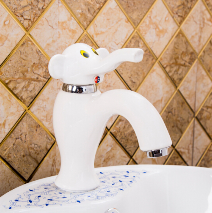 Vòi chậu lavabo trẻ em con voi có vòi ngộ nghĩnh màu hồng MKV-0978P - Image 3