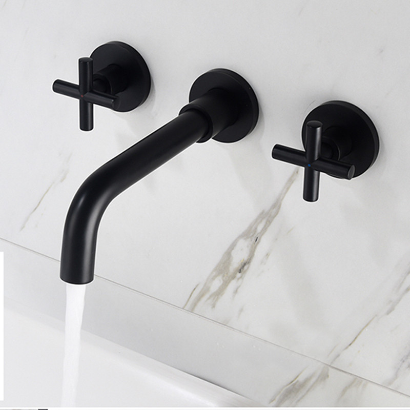 Vòi chậu lavabo vòi bồn tắm 3 lỗ mạ màu đen dáng thiên nga MK-3301B - Image 5