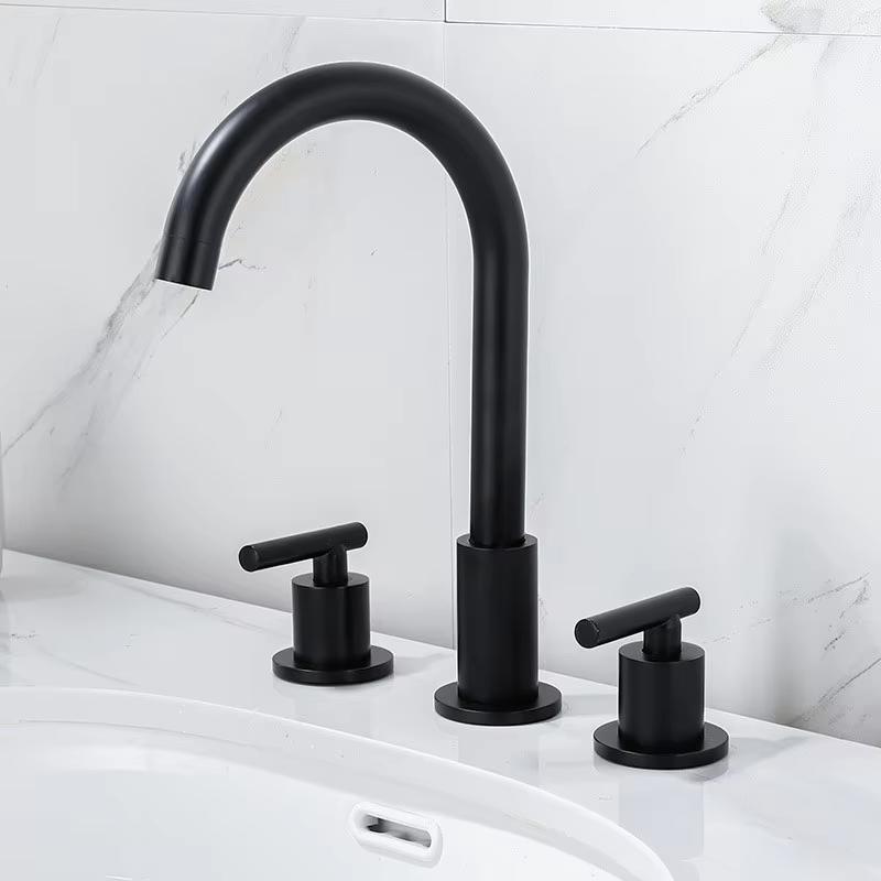 Vòi chậu lavabo, vòi bồn tắm 3 lỗ mạ vàng bóng MK-99061GB - Image 3