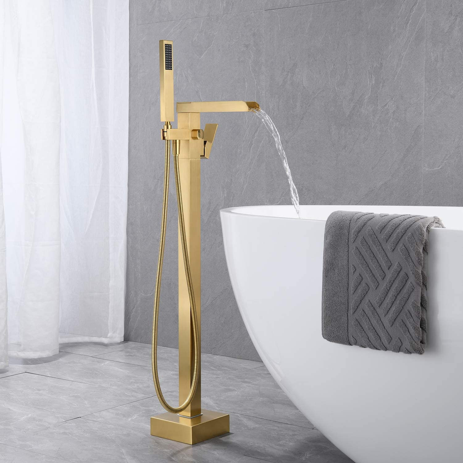 Vòi đặt sàn dùng cho chậu chân đứng và bồn tắm mạ vàng Miken MK-080G - Image 3