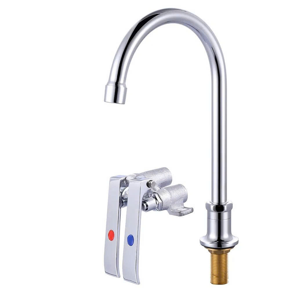Vòi rửa bát công nghiệp nóng lạnh 2 chân cứng cắm chậu MS-7804-6P (Đặt hàng 10 ngày) - Image 4