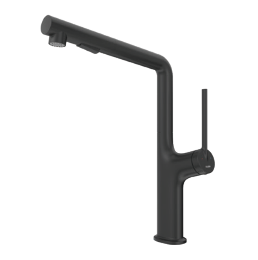 Vòi rửa bát dây rút nóng lạnh màu đen AMBER KLUGER KLF0001B