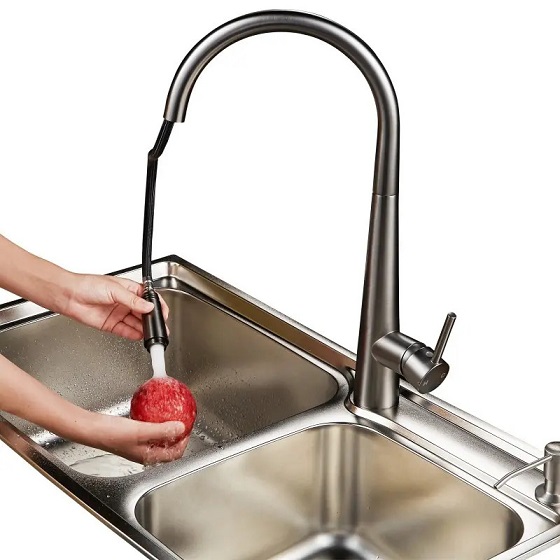 Vòi rửa bát gấp gọn dùng cho chậu bếp, chậu giặt, chậu công nghiệp màu xám ghi Gray Miken MK-171GR - Image 3