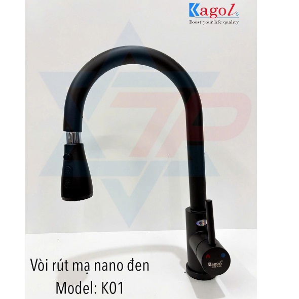Vòi rửa bát nóng lạnh cần rút dài Kagol K64 - Image 3